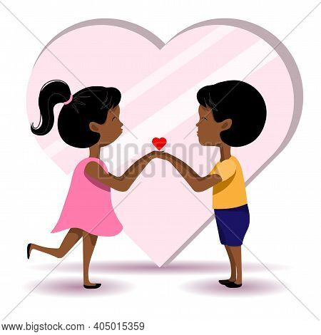Kissing Couple In Love. Love Of A Boy And A Girl.\nvector Illustration In A Flat Style.