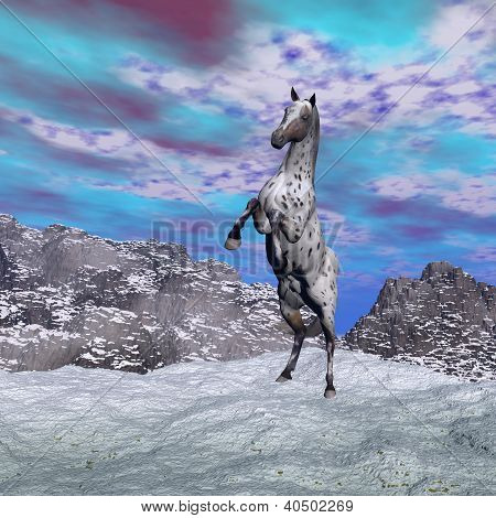 Hest opdræt i bjerget - 3D Render