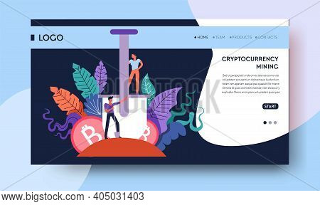 Cryptocurrency Marketplace Internet Web Page Template Bitcoin Stock Exchange Vector Online