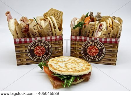 Bologna - Italy - January 25, 2021: Tigelle By Italian Dispensa Emilia, One Of The Largest Chains Of