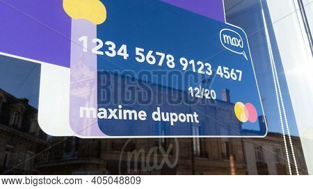 Bordeaux , Aquitaine  France - 01 24 2021 : Max Card Logo Sign Of Neo-bank Of Credit Mutuel Bank Age