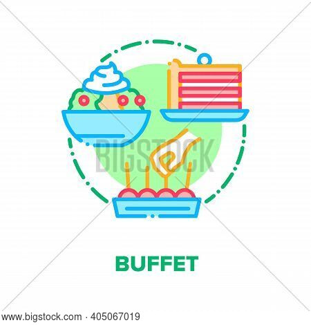 Buffet Menu Vector Icon Concept. Buffet Dinner Restaurant Catering Food, Tasty Dish, Delicious Desse