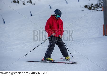 Grandvalira, Andorra: 2021 January 17: Skier At The Grandvalira Ski Resort In Andorra In Times Of Co