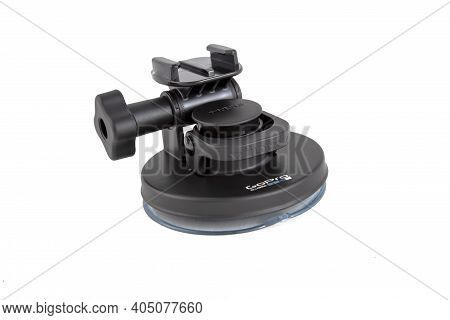 Moscow, Russia - Novemner 11, 2020: Original Accessory Suction Mount Tripod For New Flagship Action