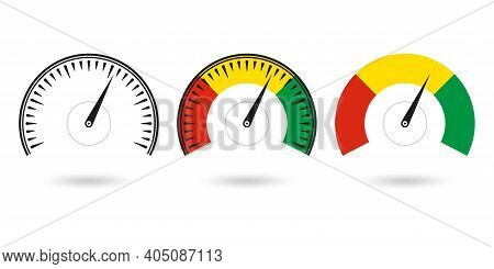Speedometer Icon Set. Gauge And Rpm Meter Logo. Vector Illustration.