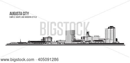 Cityscape Building Abstract Simple Shape And Modern Style Art Vector Design - Augusta City