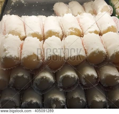 Bengali Sweets Made Of Milk Kheer  Malai Displayed In A Sweet Shop At Bagdogra, West Bengal, India.