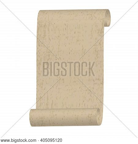Old Rolled Paper Manuscript Or Papyrus Scroll Vertically Oriented, Vintage Grunge Rolled Parchment I