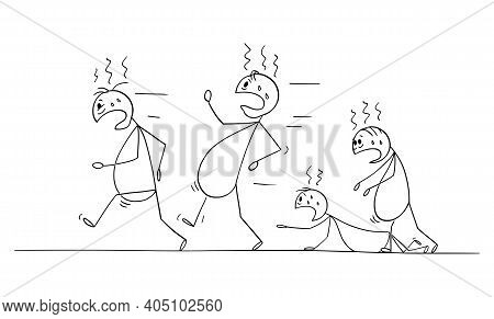 Group Of Unhealthy Living, Fat, Overweight People Is Jogging Or Running, Concept Of Healthy Lifestyl