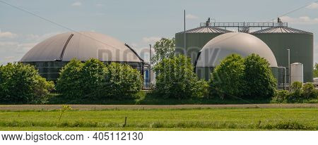 Biogas Plant From The Air Perspective Taken With A Drone