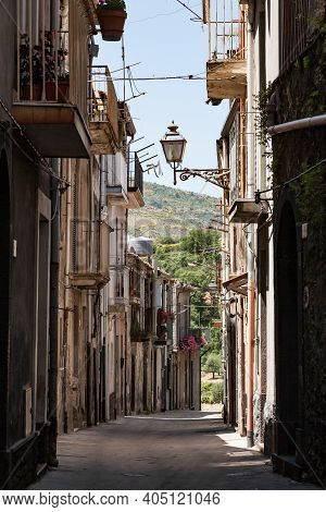 Narrow Alley In Downtown Randazzo, Sicily, Italy