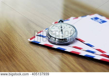 Old Soviet Stopwatch And Mail Envelopes. Home And Office.