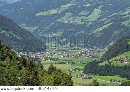 Valley View Of Zillertal Villages In Tyrol Austria