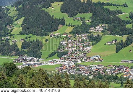 Valley View Of Zillertal Villages In Tyrol Austria