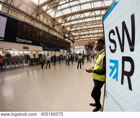 London, United Kingdom - May 19, 2018: Black Ethnicity Male From The British Southwestern Railways W