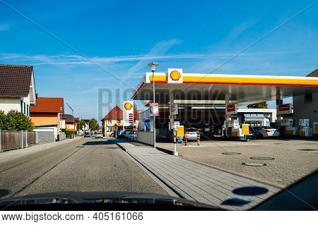 Schiltach, Germany - Oct 7, 2018: Pov View From The Car Over The Large Long Street In German Village