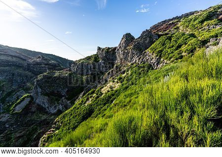 A Photo Of The Wonderful Mountain Scenery Near The Mountain Peak Pico Do Arierio On Madeira Island, 