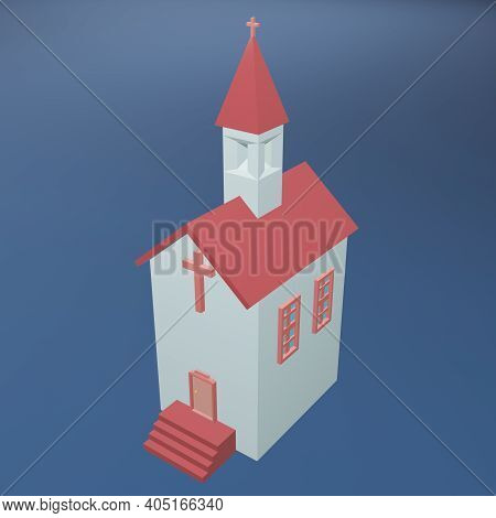 A 3d Rendering Of A Little Church.illustration Render
