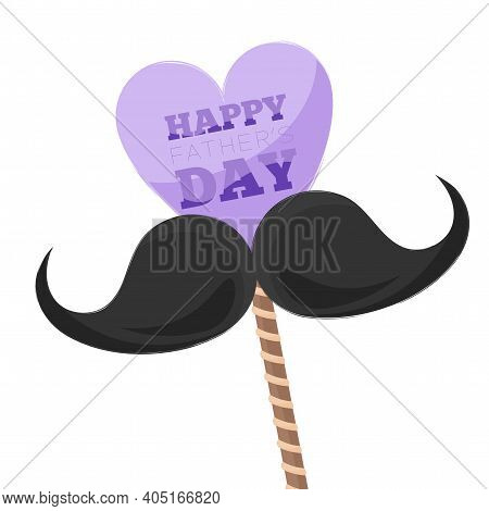 Mostache Happy Fathers Day In White Background Holiday - Vector