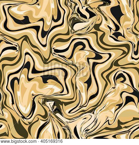 Liquid Pattern Inspired In Coffee Waves And Marble Textures. Vector Seamless Pattern Design For Text