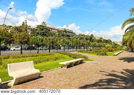 La Spezia, Italy - Circa September 2018. Walkpath Along The Ligurian Sea In La Spezia.