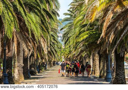 La Spezia, Italy - Circa September 2018. Walkpath Along The Ligurian Sea In La Spezia.