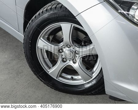 Novosibirsk, Russia - January 14 2021: Mazda 6, Close Up Of Car Wheel