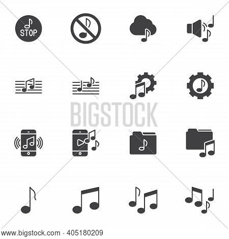 Music Sound Vector Icons Set, Modern Solid Symbol Collection, Filled Style Pictogram Pack. Signs, Lo