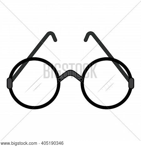 Round Glasses Icon. Circle Eyeglasses Icon With Round Frame. Isolated Vector Illustration On White B