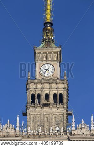 Warsaw, Poland -october 18, 2019: Palace Of Culture And Science, The Tallest Building In Poland. It 