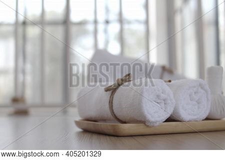 Spa Accessories,beautiful Composition Of Spa , Spa Relax Concept,  Herbs For Massage, Beautiful Sap 