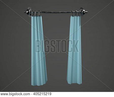 Curtains Isolated. 3d Rendering On White Fringe, Presentation, Theatrical, Background