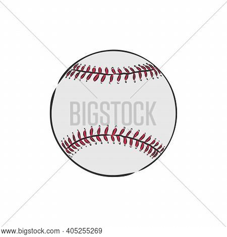 Baseball Ball On A White Background. Baseball Ball, Vector Illustration