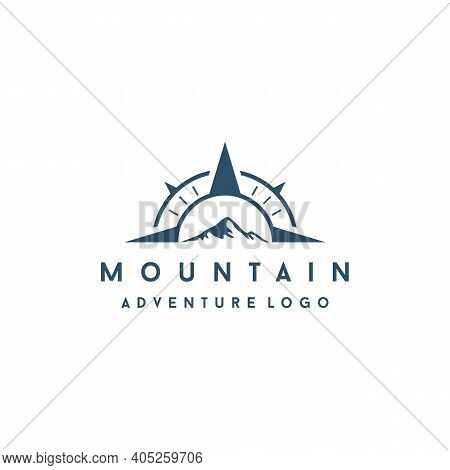 Compass With Mountain Logo Design Inspiration Vector