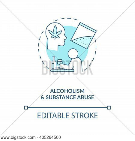 Alcoholism And Substance Abuse Turquoise Concept Icon. Drug Addiction. Bad Habit, Unhealthy Lifestyl