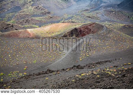 Crateri Silvestri, A Group Of Volcano Craters At The Southern Flank Of Mount Etna, Sicily, Italy