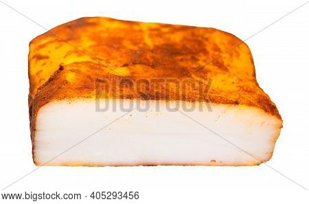 Cutted Bacon (pork Fatback) Salted With Paprika Isolated On White Background