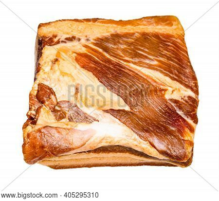 Smoked Salo (pork Fatback) With Meat Layers Isolated On White Background