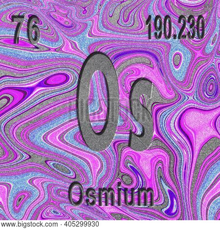 Osmium Chemical Element, Sign With Atomic Number And Atomic Weight, Purple Background, Periodic Tabl
