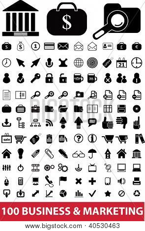 100 işletme & simgeler kümesi, pazarlama vektör