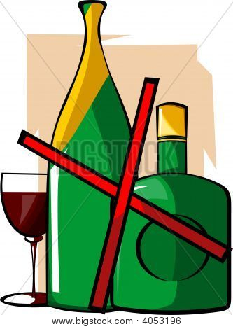 瓶与酒的高脚酒杯