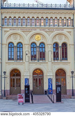 Oslo, Norway - October 30, 2016: Entrance To Alfred Nobel Piece Center Building In Oslo, Norway.