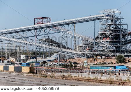 Grain Cargo Terminal Of Tis Group, Ukraine Largest Dry Cargo Port. Grain Transporter Loader Complex.