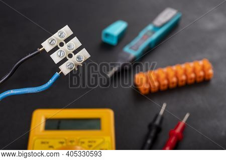 Connector For Copper Wires. Accessories For Repair And Installation Of Electrical Equipment.