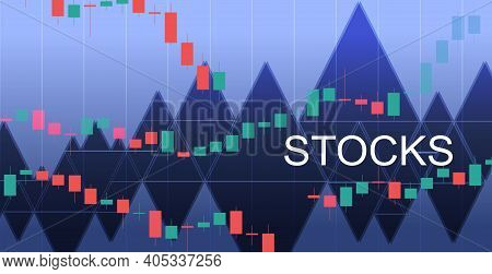 Stocks And Shares Illustration On Blue Background