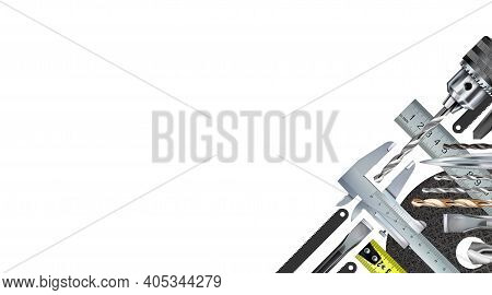 Locksmith Decorative Corner Composition On Theme Of Craft Hand Metal Processing And Work Skill. 3d S