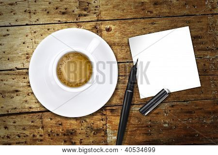 Koffie, met Pen en notities