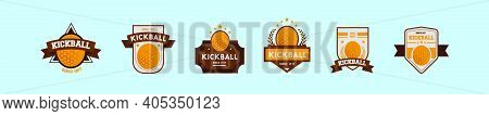 Set Of Kickball Logo Cartoon Icon Design Template With Various Models. Modern Vector Illustration Is