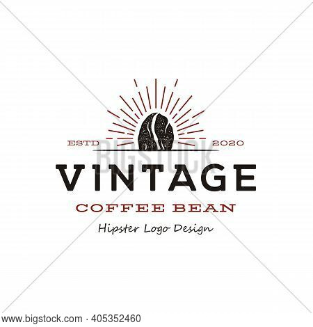 Vintage Hipster Coffee Bean Roaster Logo Design