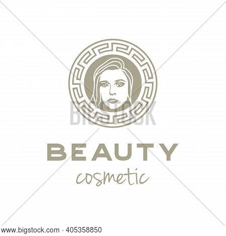 Artistic Beauty Woman Logo Design With Traditional Ornament